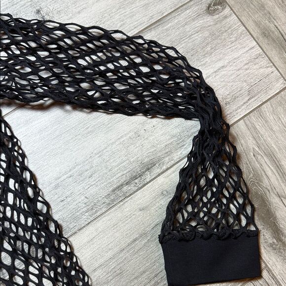 Black Mesh Long Sleeve Top Size S - Picture 4 of 7
